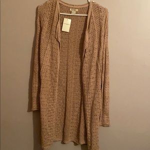 NWT Lucky Brand tan knee-length cardigan